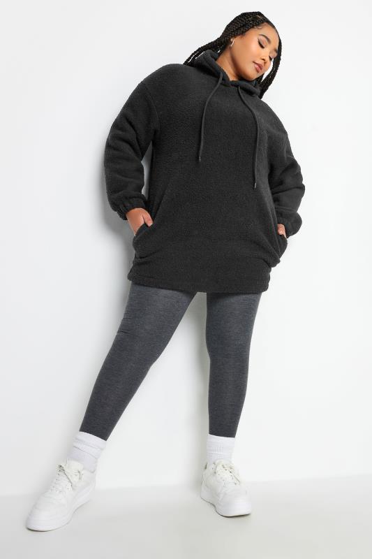 YOURS Plus Size Black Teddy Fleece Hoodie | Yours Clothing 1