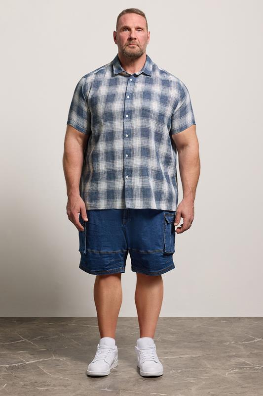 BadRhino Big & Tall Blue Check Print Short Sleeve Shirt | BadRhino 2