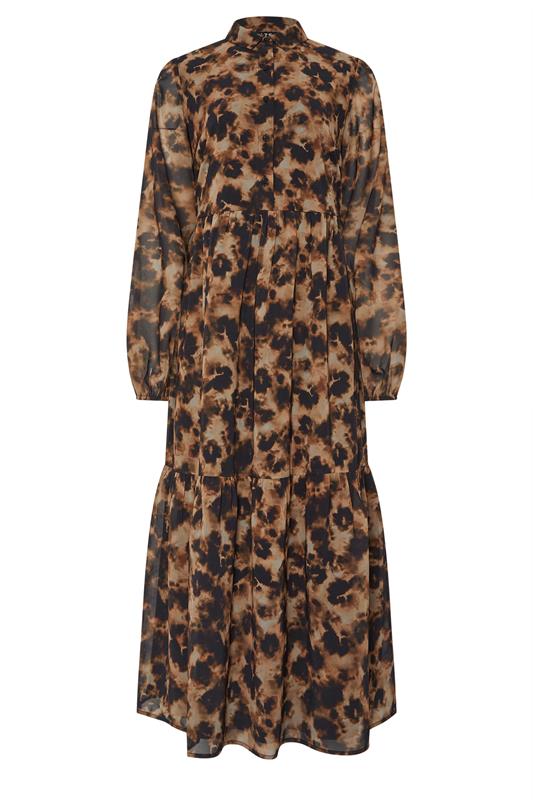 LTS Tall Brown Marble Sheer Tiered Dress | Long Tall Sally 6