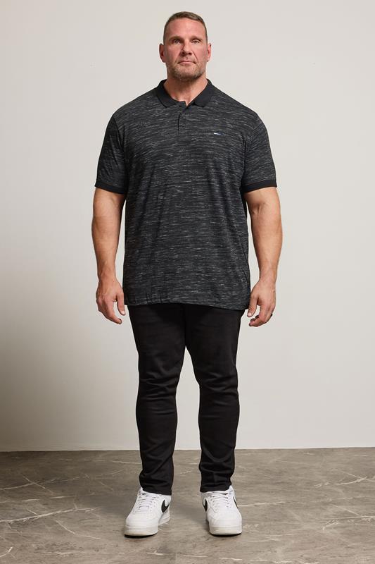 BadRhino Big & Tall Black Marl Polo Shirt | BadRhino 1