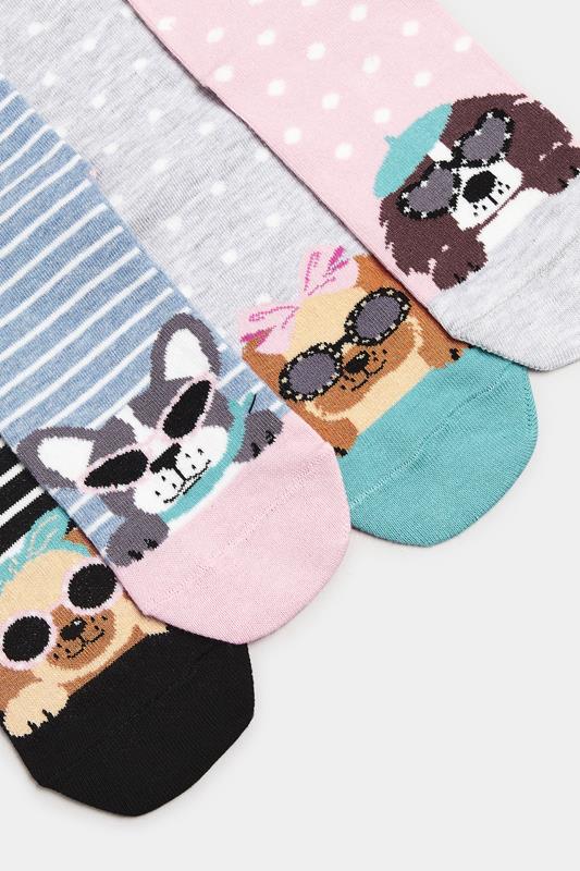 YOURSET 4 PACK Plus Size Black & Blue Dog Print Ankle Socks | Yours Clothing 4