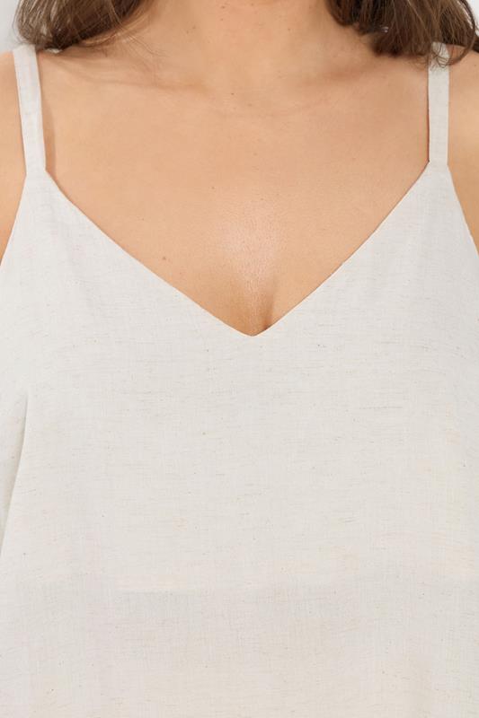 YOURS Plus Size  Natural Brown Linen Vest Top | Yours Clothing 4