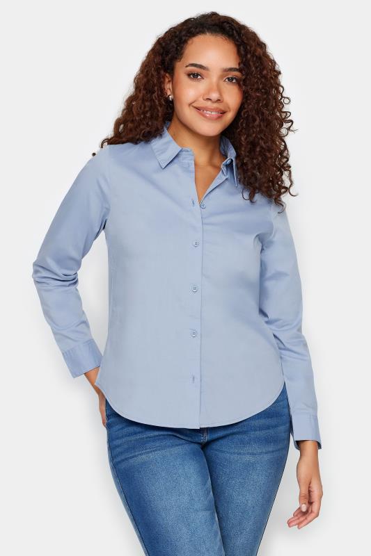 M&Co Blue Cotton Poplin Long Sleeve Shirt | M&Co 1
