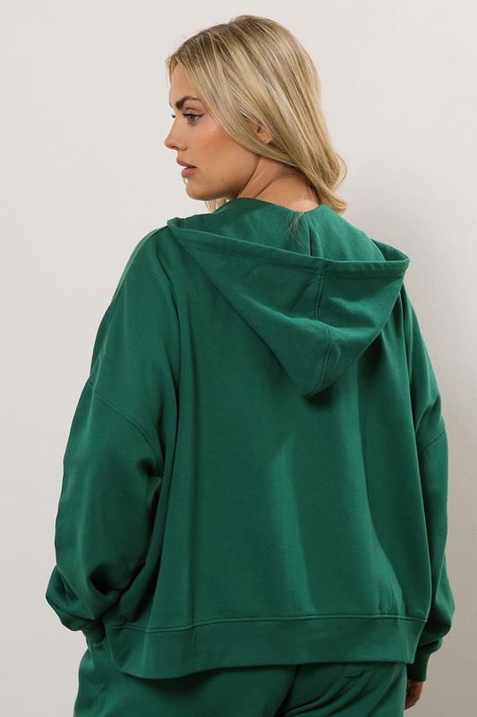 YOURS Plus Size Green 'LA' Zip Hoodie | Yours Clothing 5