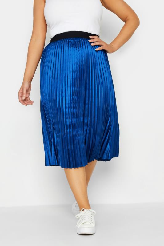 Women's  M&Co Cobalt Blue Pleated Midi Skirt