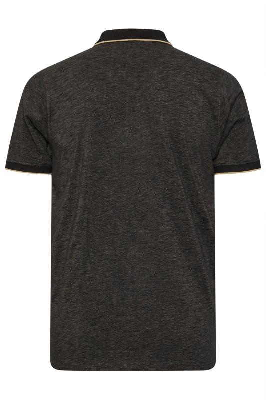 BadRhino Big & Tall Black Textured Tipped Polo Shirt | BadRhino 7