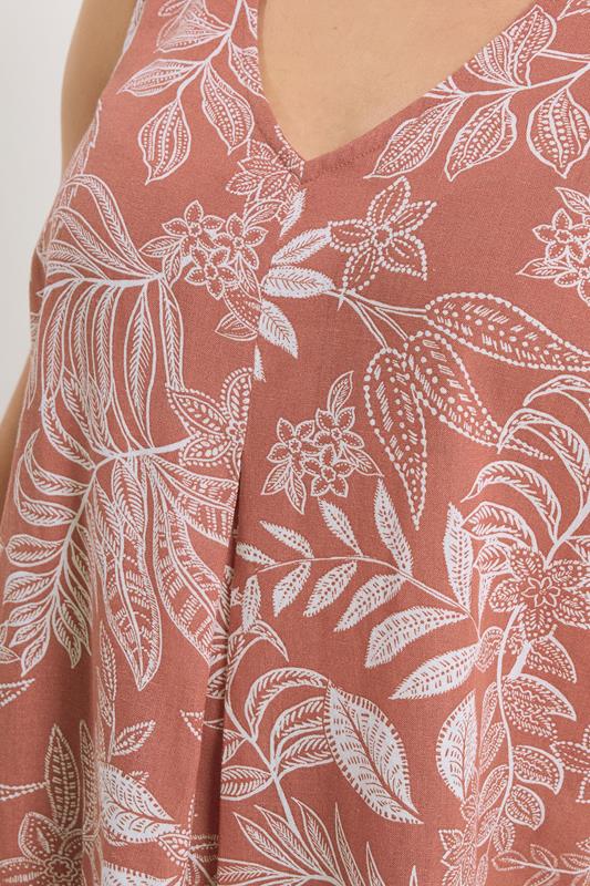 YOURS Plus Size Rust Orange Palm Leaf Linen Vest Top | Yours Clothing 4