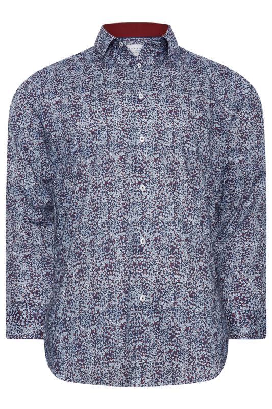 BadRhino Big & Tall Navy Blue & Red Floral Print Formal Shirt | BadRhino 2