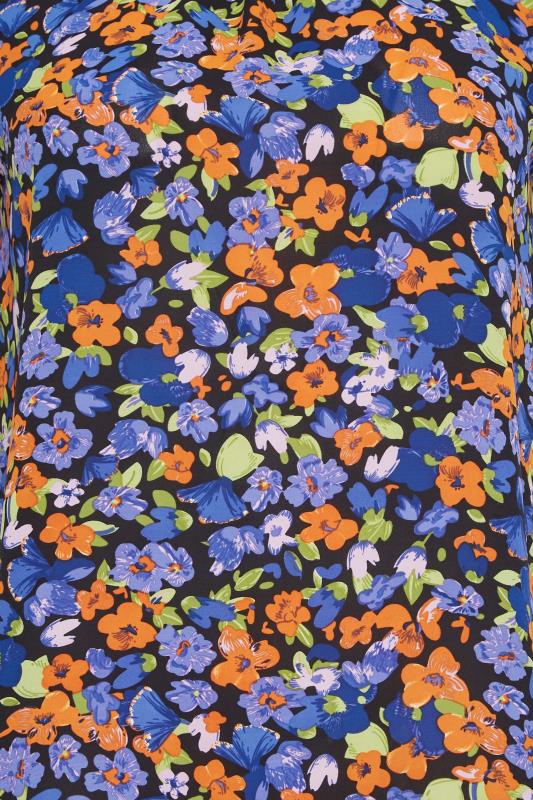 M&Co Black & Orange Floral Print Puff Sleeve Blouse | M&Co  5
