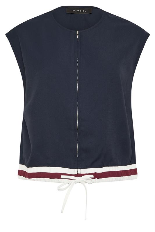 PixieGirl Petite Women's Navy Blue Contrast Sleeveless Jacket Top | PixieGirl 5
