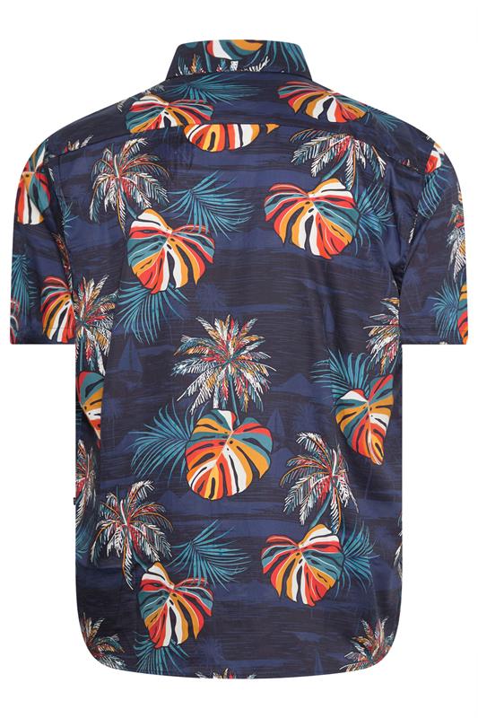 KAM Big & Tall Navy Blue Palm Print Shirt | BadRhino 4