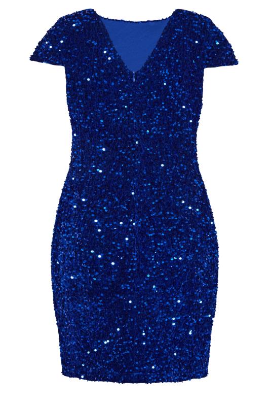 M&Co Blue Sequin Velvet Shift Dress | M&Co 8