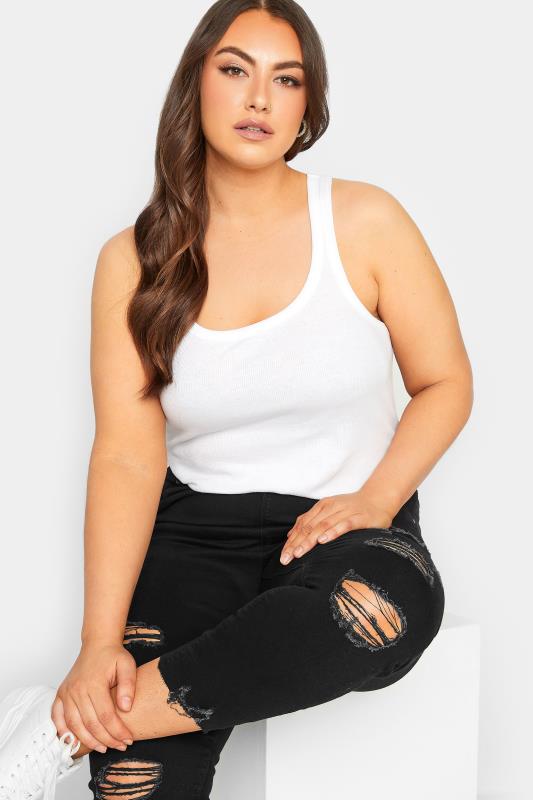 YOURS Plus Size Black Stretch Ripped Cropped JENNY Jeggings | Yours Clothing 4