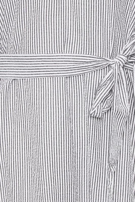M&Co White & Grey Stripe Print Tie Waist Tunic Dress | M&Co 5