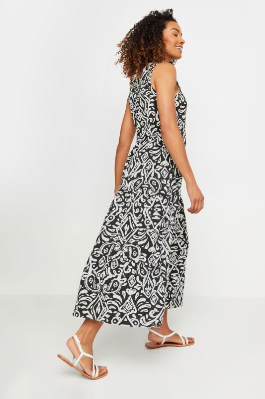 M&Co Black & White Abstract Print Sleeveless Tiered Cotton Dress | M&Co 3
