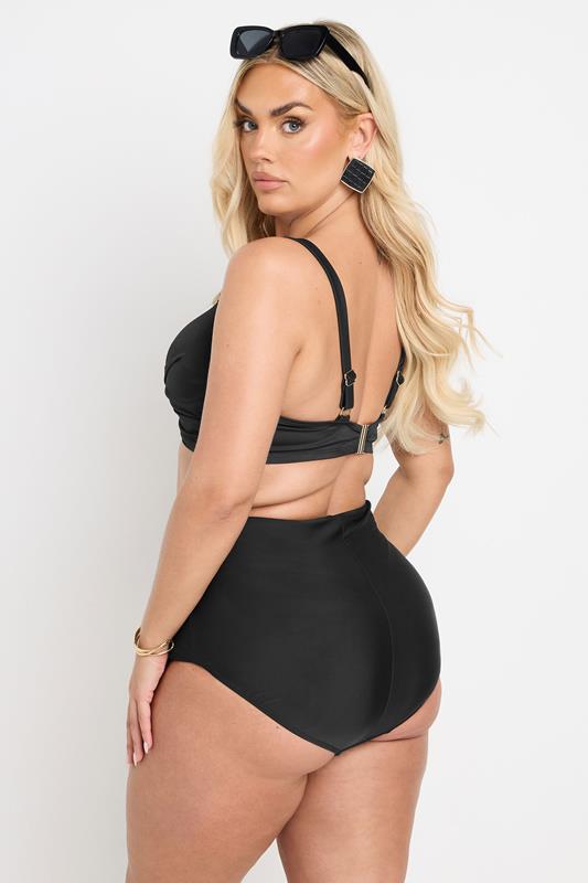 YOURS Plus Size Black Premium Underwired Bikini Top | Yours Clothing 5