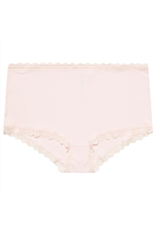 YOURS Plus Size Pink Lace Trim High Waisted Shorts | Yours Clothing 5