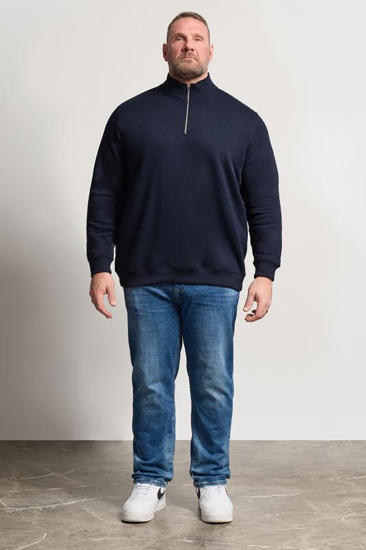 BadRhino Big & Tall Navy Blue Quarter Zip Sweatshirt | BadRhino 1