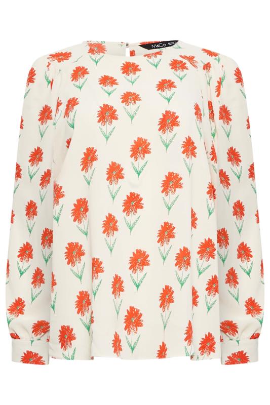 M&Co Ivory White Floral Print Long Sleeve Blouse | M&Co 6