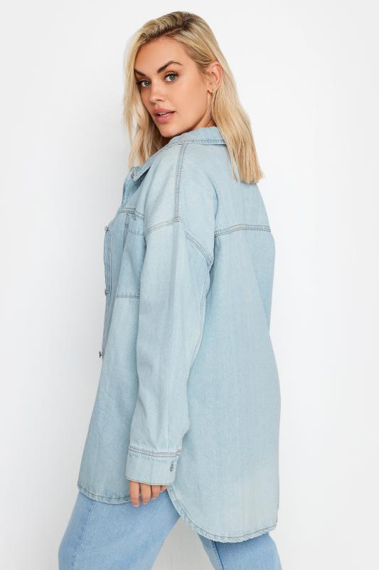 YOURS Plus Size Curve Light Blue Denim Western Style Shacket | Yours Clothing  5