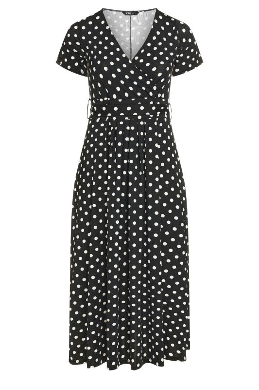 YOURS Plus Size Black Polka Dot Print Maxi Wrap Dress | Yours Clothing 5