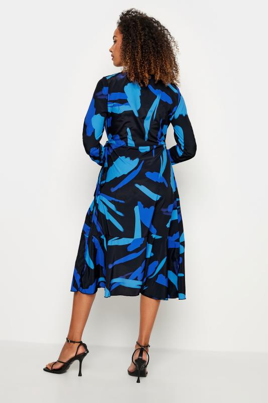 M&Co Black & Blue Abstract Print Wrap Dress | M&Co  3