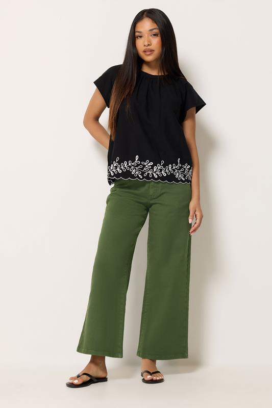  M&Co Petite Khaki Green Wide Leg Jeans