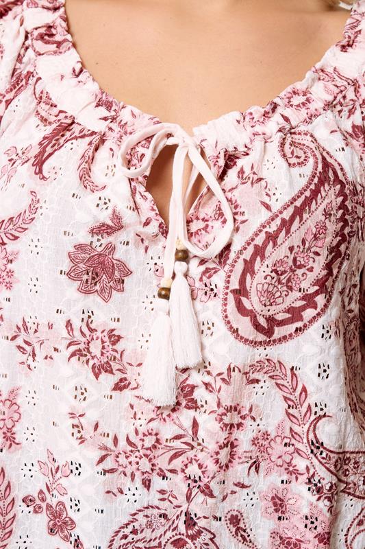 YOURS Plus Size Pink Paisley Broderie Anglaise Top | Yours Clothing 4