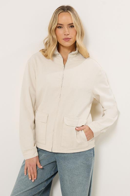 LTS Tall Women's Cream Funnel Neck Jacket | Long Tall Sally 1
