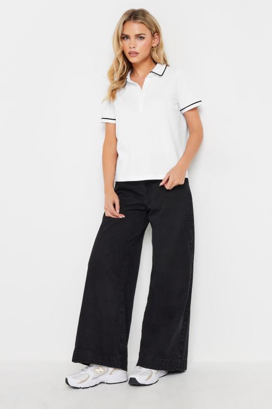 PixieGirl Petite Women's White Contrast Trim Cotton Polo Shirt | PixieGirl 2