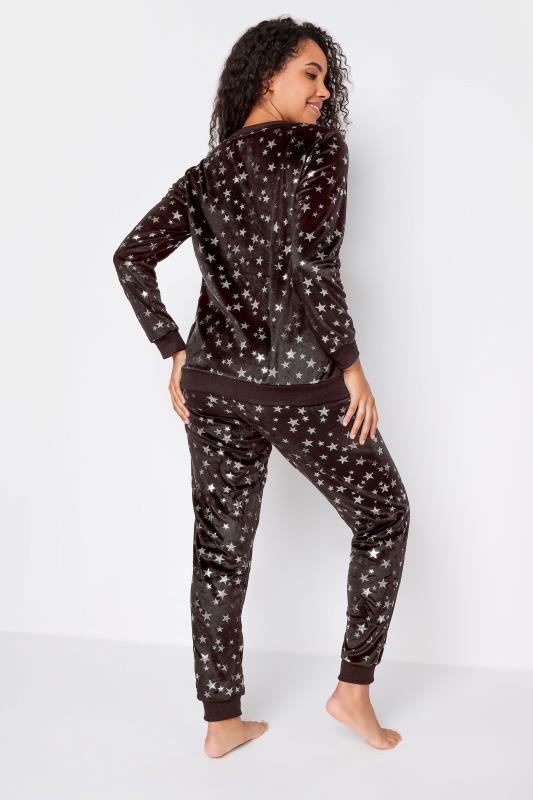 M&Co Black Foil Star Print Fleece Pyjama Lounge Set | M&Co 3