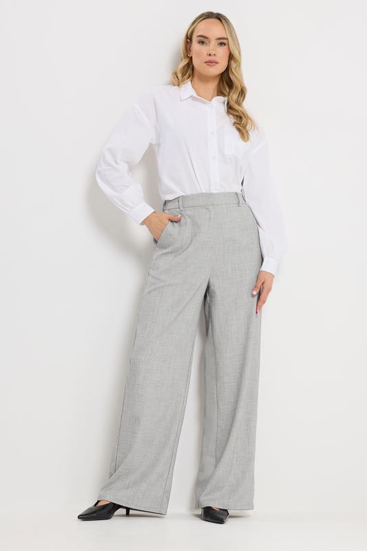 LTS Tall Women's Light Grey Tailored Wide Leg Trousers | Long Tall Sally 1