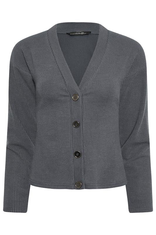 PixieGirl Petite Women's Charcoal Grey Textured Cardigan | PixieGirl 5