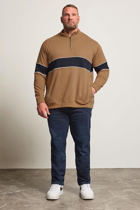 BadRhino Big & Tall Tan Brown Quarter Zip Sweatshirt | BadRhino 1