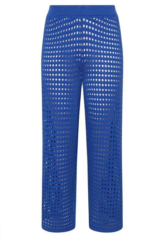 LIMITED COLLECTION Plus Size Cobalt Blue Crochet Wide Leg Trousers | Yours Clothing 6