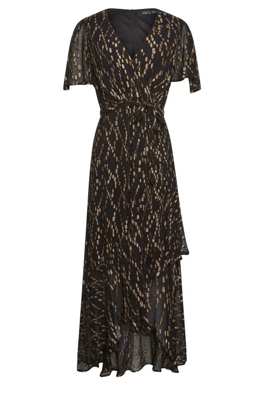 M&Co Black & Gold Metallic Ruffle Midi Wrap Dress | M&Co 5