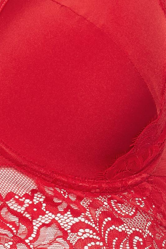 YOURS Plus Size Red Lace Strap Detail Padded Longline Bra | Yours Clothing 9