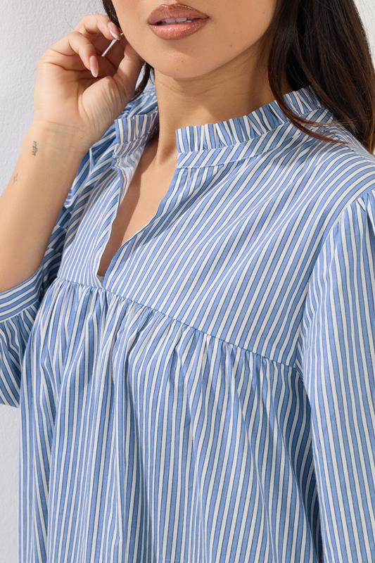 PixieGirl Petite Women's Blue Stripe Smock Cotton Dress | PixieGirl 5