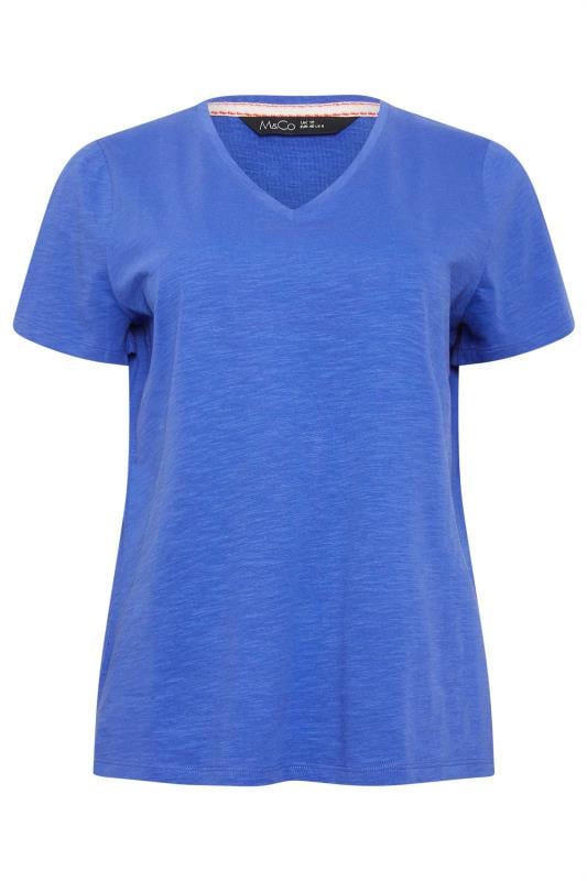 M&Co Cobalt Blue V-Neck Cotton T-Shirt | M&Co 5