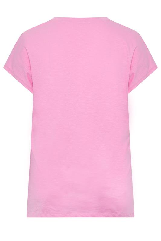 YOURS Plus Size Pink Stud Grown-On Sleeve T-Shirt | Yours Clothing 6