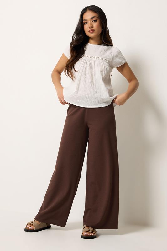 PixieGirl Petite Chocolate Brown Scuba Wide Leg Trousers