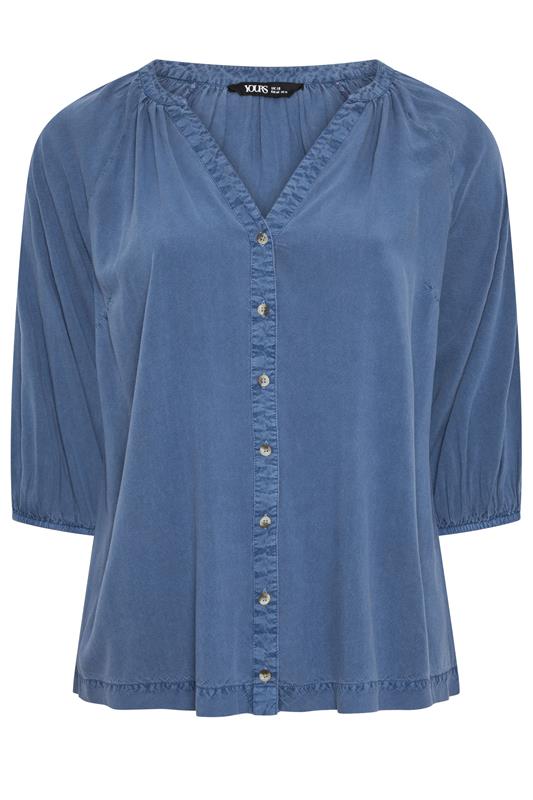 YOURS Plus Size Blue Chambray Blouse | Yours Clothing 5