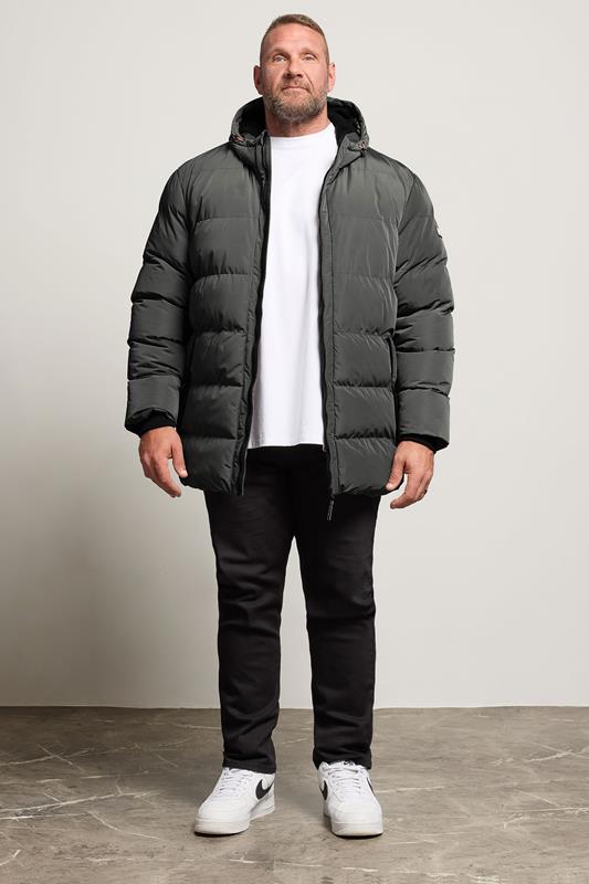 BadRhino Big & Tall Charcoal Grey Hooded Puffer Jacket 1