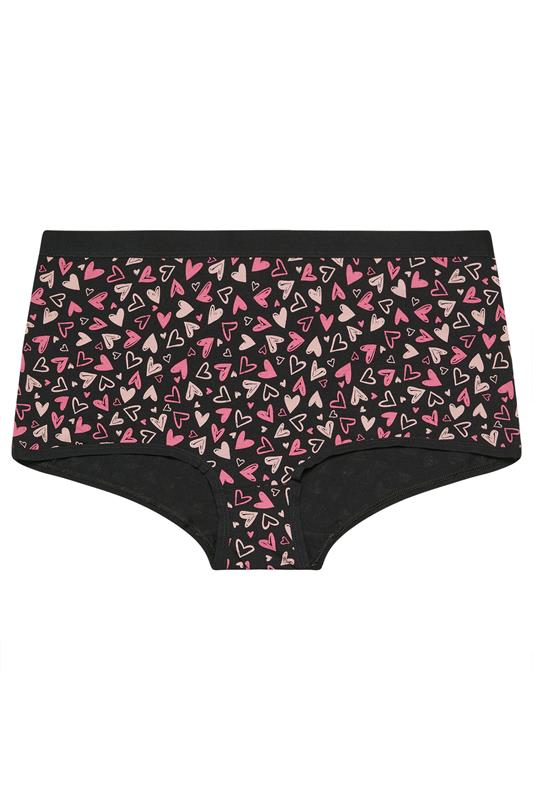 YOURSET 5 PACK Plus Size Black Heart Print Shorts | Yours Clothing 9