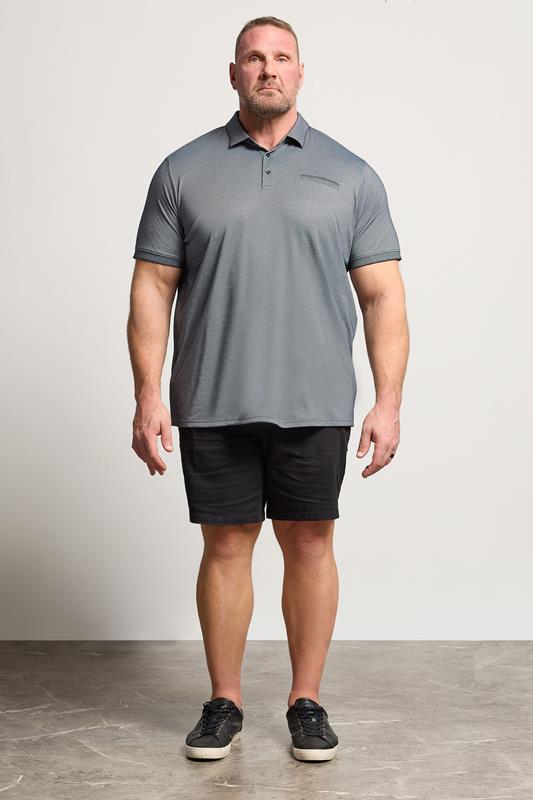 BadRhino Big & Tall Navy Blue Textured Polo Shirt | BadRhino 1