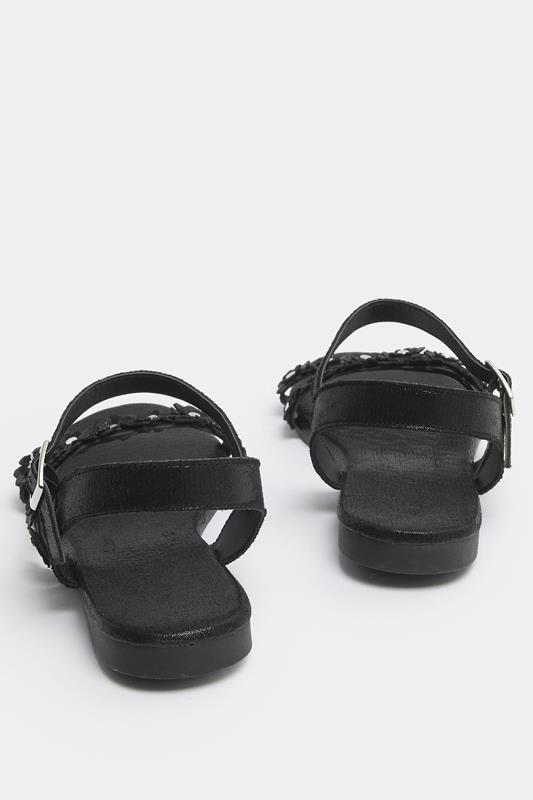 Black Ditsy Floral Sandals In Wide E Fit | Yours Clothing 4