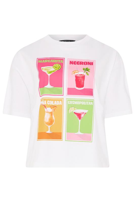 LIMITED COLLECTION Plus Size White Cocktail Graphic T-Shirt | Yours Clothing 5