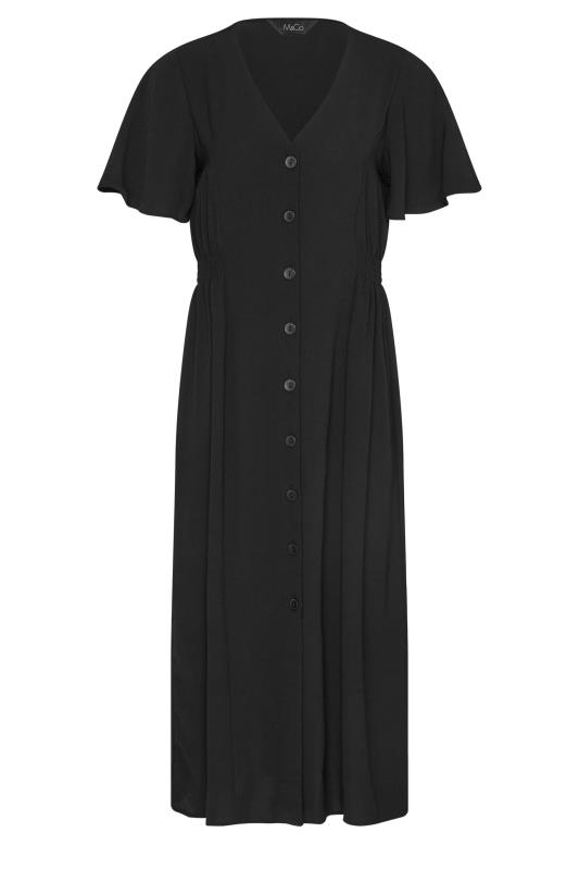 M&Co Black Shirred Waist Button Through Midi Dress | M&Co 6