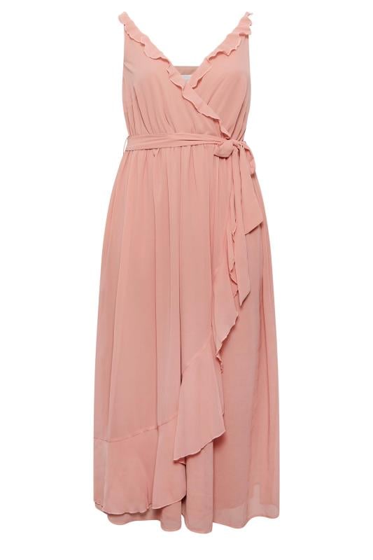 YOURS LONDON Plus Size Pink Ruffle Wrap Dress | Yours Clothing 6