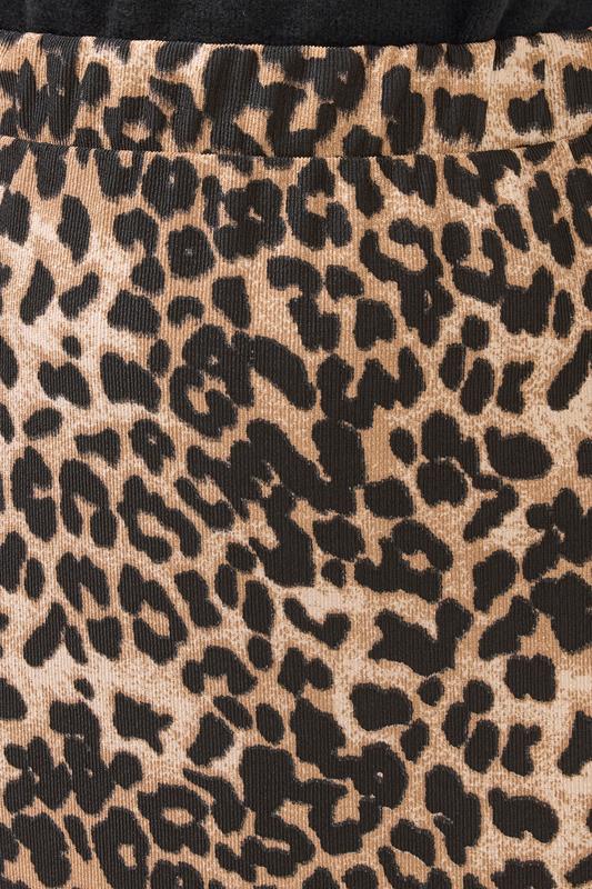 YOURS Plus Size Brown Leopard Textured Tube Skirt | Yours Clothing 5
